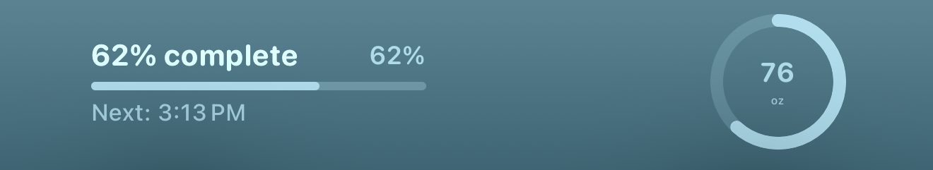 SipSync lock screen inline hydration widget showing ounces consumed and daily target at a glance